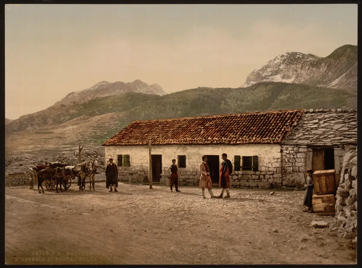 The old inn at Krstac on the road to Cetinje, photographed in the late nineteenth century