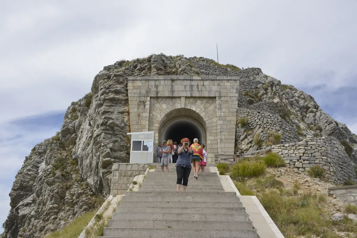 The steps leading to the tunnel entrance below Njegoš's Mausoleum