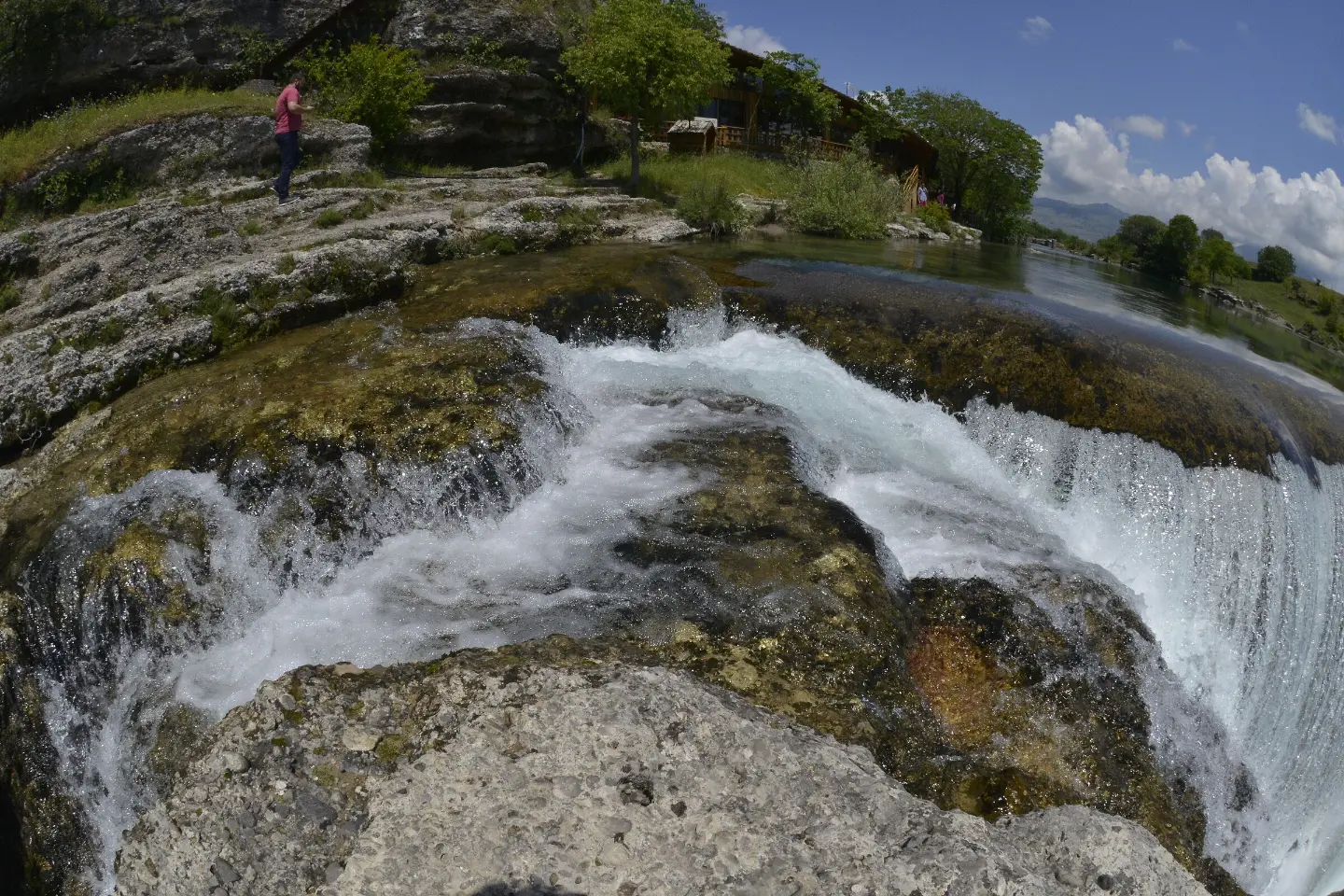 The Cijevna pouring over the stone sill