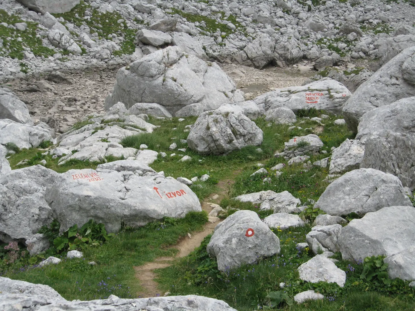 Waymarked path through the karst