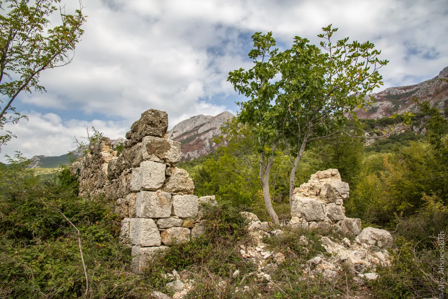Old stone ruin in the hills